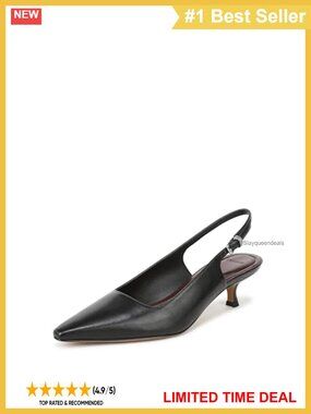 Leather Slingback Pump Pointed Toe Flare Heel Business Casual